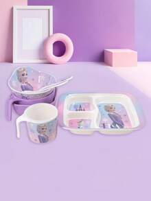 Disney 一套卡通紫色艾莎餐具，包括盘子、碗、杯子、叉子和勺子，适合家庭聚餐、生日圣诞节、户外用餐、水果沙拉小吃盘、咖啡牛奶杯，精美餐具 - 彩色 - 查看 8