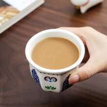 1个陶瓷茶杯，无柄咖啡杯，中东红色茶杯，星月图案，创意杯，适用于水、牛奶、饮料、果汁，是居家、餐厅、派对、婚礼、厨房的理想之选。 - 彩色 - 查看 10