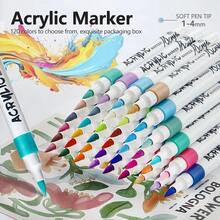 一套丙烯颜料马克笔，120色，适用于木材、画布、石头、玻璃、陶瓷等表面，着色马克笔，是送给艺术家、返校用品、男孩、女孩、学生、返校节和教师节的完美礼物。 - 彩色 - 查看 10
