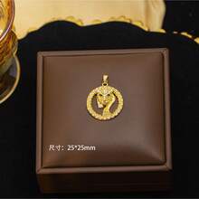 Best-Selling Full-Diamond Leopard, Tiger, Lion Pendant, High-End Stylish Versatile Necklace Accessory - P-67 Golden Cheetah Head 3 - View 9