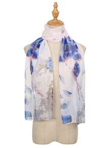 1 chiếc khăn choàng nữ thời trang mới, chất liệu georgette, nhẹ, mềm mại, thoáng khí, dài, thích hợp sử dụng hàng ngày quanh năm. - Xanh đậm - Xem 5