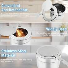 4.5L Stainless Steel Chafing Dish Buffet Server With Water Tray Fuel Burner Dual Function Keep Warm Or Cool Detachable Frame With Handles Lid Rack Food Tongs Included - Perfect For Weddings, Buffets & Graduations - Silver - View 4