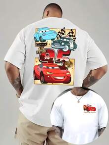 1 Piece, Disney Men's T-Shirt, McQueen Cartoon Print Of Racing Story, Round Neck Casual And Comfortable T-Shirt, Suitable For Sports And Daily Wear, Women's Loose T-Shirt, A Good Choice For Gifts, A Must For Easter Parties. - trắng - Xem 1