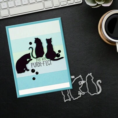 1 pieza Troquelado de gato para scrapbooking - Ideal para manualidades de papel, elaboración de tarjetas, scrapbooking y decoración de álbumes DIY, el troquelado está hecho de metal duradero.