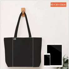 Bolso plegable de lona de algodón para comestibles, bolso de mano de tela portátil, organizador de tela, bolsa de compras con características de almacenamiento, Color negro G9KN - 33x36-gris-cremallera - Ver 4