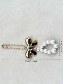 1pc Bow Pearl Pendant Suitable For Handbags And Evening Bags - White - View 4