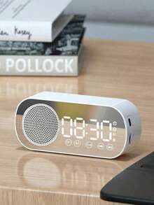 AKKHOO 4.57*2.01*1.3 In Wireless Bluetooth Speaker, Multi-Function High Volume Subwoofer Clock, Mini AI Smart Alarm Clock Speaker - White - View 12