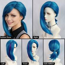 Tóc giả cosplay màu xanh da trời rực rỡ, chịu nhiệt, có mái - Tóc giả dài hai bím tóc tết siêu dài và tóc giả ngắn lệch một bên màu xanh dương với phần đuôi tóc màu tím nhẹ và tóc giả ngắn kiểu búi đôi màu xanh dương với điểm nhấn màu hồng - Hoàn hảo cho trang phục lễ hội, Comic Con, lễ hội hóa trang, sự kiện anime, tiệc theo chủ đề và sử dụng hàng ngày, món quà lý tưởng cho game thủ và người hóa trang. - Nhiều màu - Xem 6