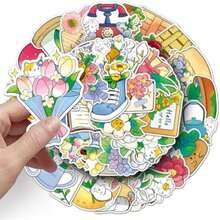 50 Pcs Dreamy Hot Air Balloon Stickers, 1.96-3.15inch Cartoon Fairy Tale Decorative Stickers, Self-Adhesive For Scrapbooking, Kids' Room Decoration, Party Setup(Hot Air Balloon) - Flower Story - View 4