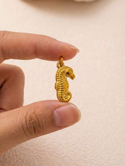 1件热销时尚海洋系列鲸鱼海马海豚海螺小鱼不锈钢吊坠，18K镀金，防水防褪色，DIY珠宝配件，项链配件，手链配件，耳环配件，钥匙扣配件，包包配件，女士珠宝配件，钱包配件，不锈钢吊坠，礼品