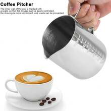 Stainless Steel Milk Frother, Silver, 350ml/600ml/900ml - Latte Art Cup - View 3
