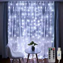 1pc USB Powered Curtain Lights, 600/300/200/100 LED String Lights, 8 Modes, Suitable For Birthday, Wedding, Party, Room, Window, Holiday Decor (Remote Control Batteries Not Included) - USB Plug - View 20