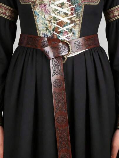 Wikinger Keltischer Knoten PU Lederriemen und mittelalterlicher Vintage Langgürtel für Cosplay
