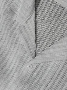 WAIT HIM Camisa de manga corta de uso diario versátil y casual de un solo abotonadura de unicolor para hombres - Blanco - Ver 4