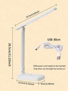 LED Desk Lamp With 3 Dimming Levels, USB Powered Eye-Care Night Light For Student Study, Reading, Writing, Bedroom, Dorm - White - View 14