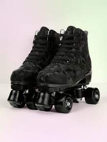 Gets Men's And Women's Skates High Top Shoes Classic Double Skates Quad Skates Neutral Skates - Camouflage Black Wheel - View 2