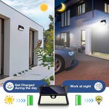 Nouvelle arrivée 185LED Lumière murale solaire Capteur de mouvement PIR Étanche Rechargeable Pour Extérieur Cour Couloir Villa - T-185 - Voir 9
