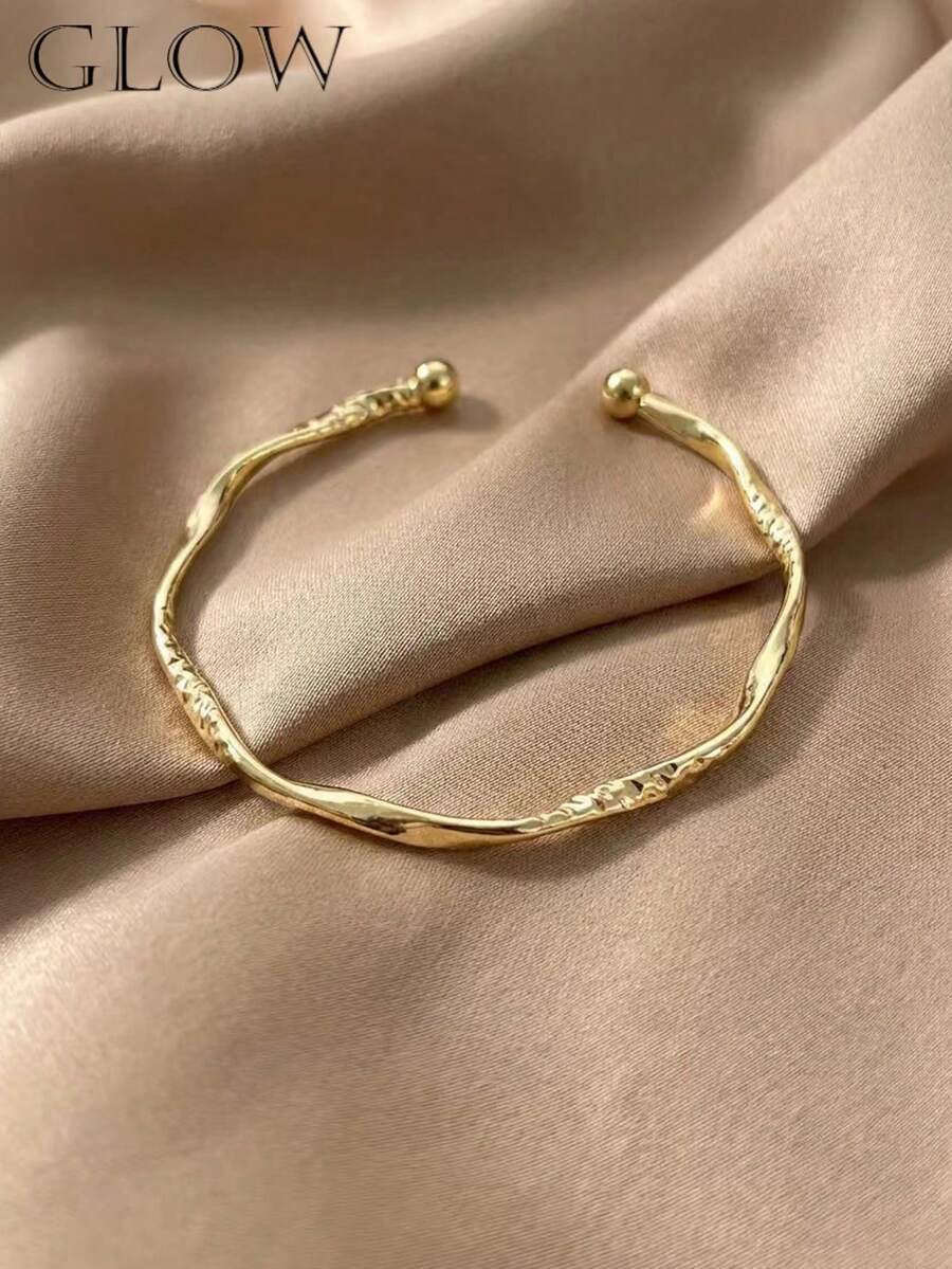 1 buah Gelang Minimalis Chic Motif Spiral Geometris Warna Emas, Dapat Disesuaikan untuk Pemakaian Sehari-hari dan Acara untuk Anak Perempuan - Emas - View 1