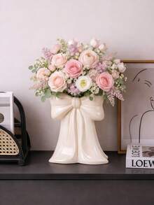 1 pieza Jarrón con diseño de mariposa estilo nórdico retro, tono vintage/crema, decoración del hogar creativa de resina, adecuado para sala de estar/entrada, también se puede usar para estudio, estantería, gabinete, alféizar de ventana y estante de piano - Multicolor - Ver 2