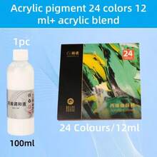 Bộ 12/18/24/36 màu sơn acrylic 12ml/0.406oz (hộp) + 1 chai 100ml/3.38oz (hỗn hợp acrylic), sơn không màu đậm, có thể dùng cho tranh vẽ trên vải, đồ thủ công, trang trí tường, vẽ quần áo, đồ dùng học tập, dụng cụ vẽ tranh, thích hợp làm quà tặng Giáng sinh, Lễ Tạ ơn, sinh nhật. - bộ sơn acrylic - Xem 16
