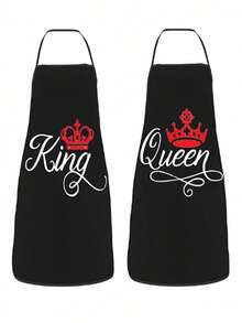 1pc, 80*60cm/31.5*23.6in Minimalist Style Letter Phrase Print Thick Waterproof Apron, Fashionable Household Chores Kitchen Home Outfit, Kitchen Supplies, Restaurant, Kitchen Tools, Chef Apron - Black and White Aprons for Couples - View 5