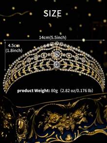1件金色皇冠，女士水晶发箍，公主风水钻皇冠，新娘头饰，发饰，珠宝，适合新娘、婚礼、生日派对、舞会、圣诞节、斋月等场合。 - 金色 - 查看 31