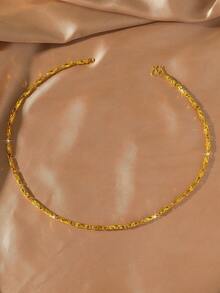 1条24K镀金铜质4毫米竹节链项链，男士百搭日常佩戴饰品 - 金黃色 - 查看 1