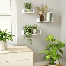 3/5-Piece White Floating Wall Shelf Set, Suitable For Bedrooms, With Multi-Tiered Freely Assembled Floating Shelves, Is An Ideal Choice For Home Decoration And Accessory Storage, And Is Highly Suitable For Use In Bedrooms, Living Rooms, Kitchens, Offices, And Bathrooms - 白色 - 查看 9