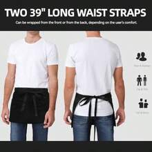 3 Pack Server Aprons With 3 Pockets Water Oil Stain Resistant Waitress Waiter Apron Black Waist Aprons Bistro Apron For Women Men 24 X 12 Inch - -black3 3 Pack- - View 3