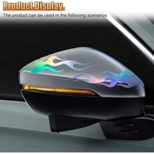 4 PIEZAS Nuevas Pegatinas de llama de 5.9" para coche, adhesivo de vinilo autoadhesivo resistente al agua para decorar los espejos retrovisores laterales del automóvil, accesorios universales DIY para vehículos y motocicletas (Colorido) - Vistoso - Ver 5