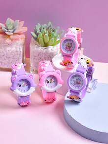 4pcs/Set Creative Cartoon Cat Design Student Watch, Cute Children Quartz Wrist Watch, Gift Set - Multicolor - View 9