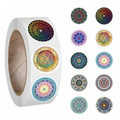 500PCS Mandala Stickers Roll For Scrapbook, Journaling, Laptop, Bumper, Skateboard, Water Bottles, Computer, Phone, 10 Styles, It Is The Perfect Choice For Parties, Holidays, Birthdays, And Gift Decorations.