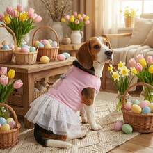 1pc Easter Bunny Print Pet Dog Dress, Suitable For Small/Medium Dog, Cats, Easter Pet Costume, Easter Party Holiday Special Outfit Gift - Pink - View 6