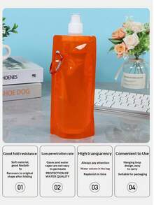 1 pieza Bolsa de agua plegable portátil, material grueso, adecuada para uso doméstico, deportivo y al aire libre, fácil de transportar, capacidad de 480ML - Multicolor - Ver 5