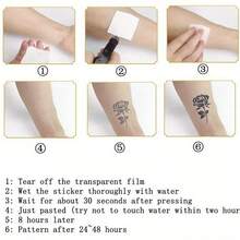 1张手臂酷炫纹身贴纸 防水持久 手臂派对临时纹身 - 黑色 - 查看 6