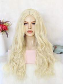 柔软耐热长卷发假发，两种颜色可选（亮红色/铂金色），自然逼真，适合日常和派对佩戴 - 彩色 - 查看 12