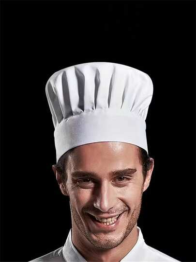 1pc Chef Hat For Men And Women, Restaurant Kitchen Work Hat, Cake Shop White Food Mushroom Hat, Work Hat