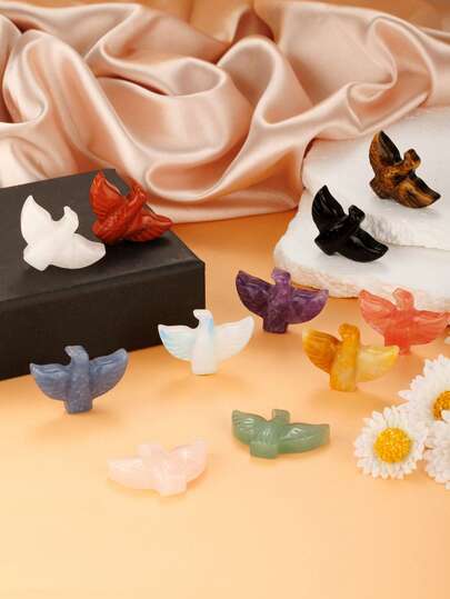 QYDCX 1/3/12 piezas Pequeñas figuras de águila de cristal - Mini estatua guardiana Piedras preciosas naturales talladas Figuras de bolsillo de cristal Decoración de piedras Regalo 3,5 cm Amor Paz Curación (Multicolor)