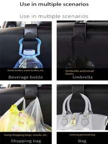 2/4pcs Car Seat Headrest Hanger Hooks, Hidden Car Seat Back Hooks, Multi-Functional Car Interior Storage Hooks, Plastic Car Hooks, Headrest Hanger, Car Seat Storage Hooks, Backseat Hooks, Headrest Hanger Rack - Black - View 6