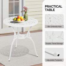 3 PCS Outdoor Bistro Set, All-Weather Cast Aluminum Butterfly Bistro Table And Chairs Set Of 2, Patio Bistro Set For Backyard Garden Balcony, White - 白色 - 查看 5