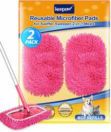 Microfiber Mop Pad Refills Pink Sweeping Mopping Cloths 2 Pack Washable Reusable Floor Cleaning Pads - 2 Pack Pink - View 1