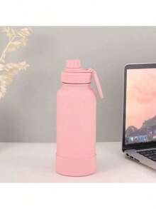 Thermal Bottle With Handle For Gym Use, With Silicone Base, 350ml/600ml/800ml/1000ml - Pink - View 1