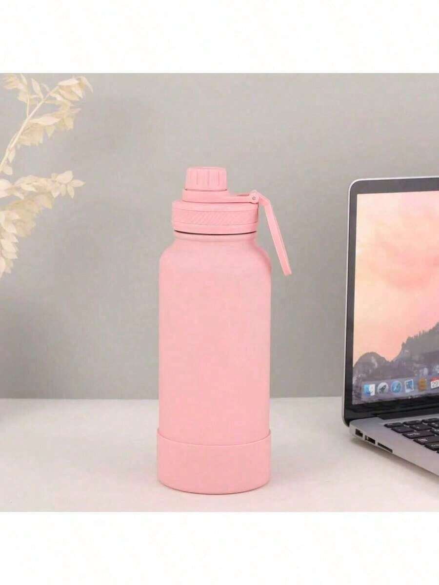 Thermal Bottle With Handle For Gym Use, With Silicone Base, 350ml/600ml/800ml/1000ml - Pink - View 1