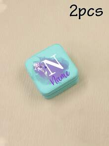 Personalized Jewelry Box-With Birth Flower, Custom Name Travel Jewelry Box, Customized Letters Jewelry Boxes For Women, Men Jewelry Box, Jewelry Box Organizer, Customizable Valentine'S Day, Travel, Convenient, Birthday Gifts, Couples, Family, Mom - Style C - View 12