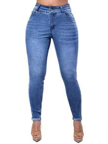 Women's Butt Lifting Jeans, High Stretch Leggings, Fashionable And Elegant, Suitable For Dates, Commuting, Casual Travel, Valentine's Day And New Year Wear. - 中藍色 - 查看 5