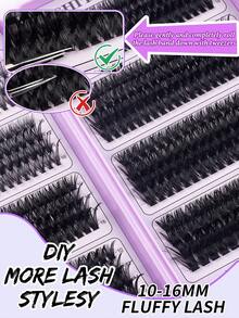 616pcs D-Curl Individual False Eyelashes Set, With Adhesive, Sealer, Mascara Brush, Tweezer Tools, DIY Home Use, Easy To Wear, Large Capacity Segmented False Eyelash Album, Suitable For DIY Different Eye Makeup, Mixed Style False Eyelash Extension Kit, Large Capacity Eyelash Album + Adhesive + Eye Brush - Multicolor - View 8