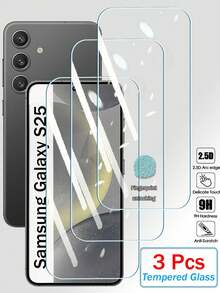 3pcs 9H 2.5D Tempered Glass Screen Protector, Compatible With Samsung Galaxy S26 S25 S24 Plus Ultra S21 S22 S23+ Plus S21+ S22+ S23+ S24+ S25+ S26+, Transparent Protective Film, Ultrasonic Fingerprint Unlock, Birthday, Family, Friend Gift, Phone Screen Protector, Phone Accessories, Waterproof, Shockproof, Anti-Fall, Anti-Scratch, Full Coverage - White - View 16