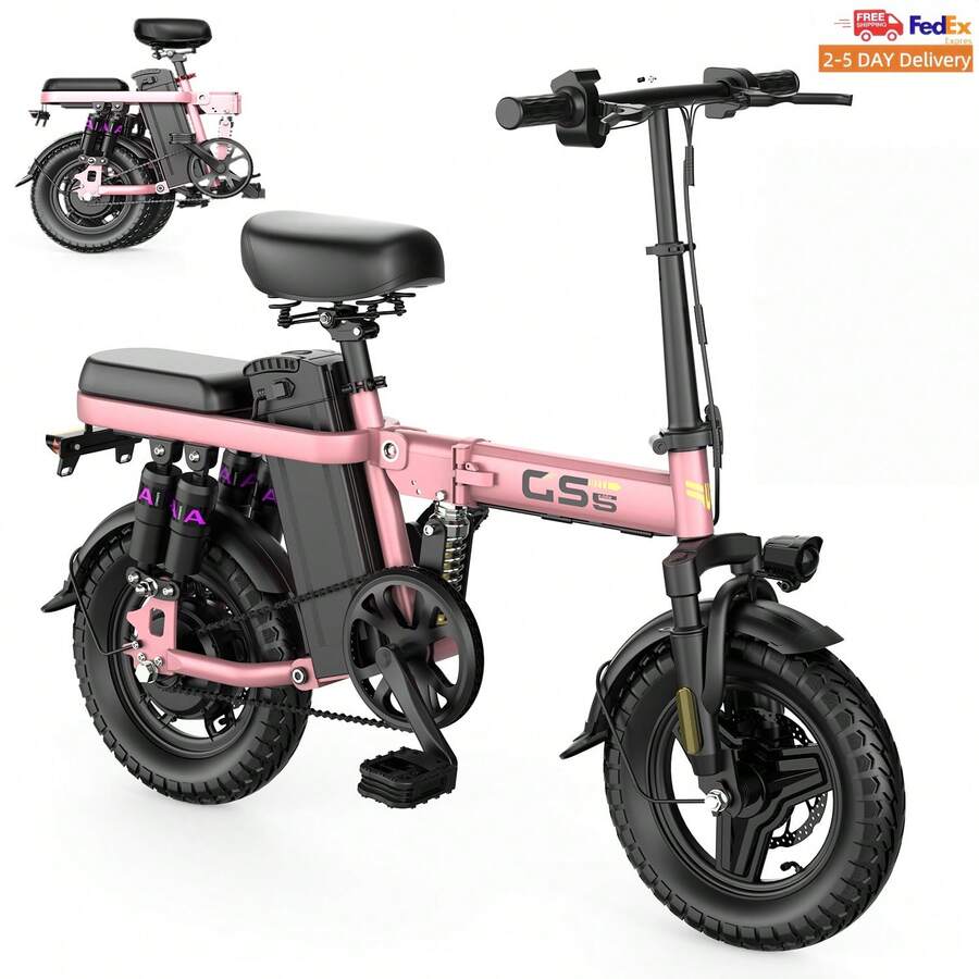 Adult Electric Bicycle, 700W Motor, 36V 15Ah Battery, 14 Inch Thick Tire Electric Bicycle, Top Speed Of 28mph, Range Of 45 Miles, All Terrain Electric Bicycle - Hồng - Xem 1