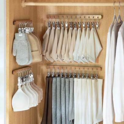 2 Pack 16-Clips Space Saving Hangers For Clothes,Pull-Out Metal Hangers Organizer, Clothes Space Savers, Closet Organizers And Storage, Dorm Room Essentials