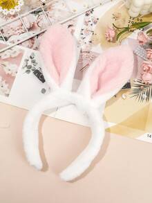 1pc Adult Plush Rabbit Ear Headband, Foldable Ears, Daily Makeup Washing Headband, Holiday Party Cosplay Rabbit Officer Prop, Easter Party Rabbit Headband Hairband Diadema Hair Hoop - Multicolor - View 10